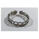 Up & Down Hearts Toe Ring Sterling Silver 0.9