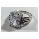 Sterling Silver Stunning 6 CT Radiant Cut CZ Ring