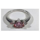 Sterling Silver Heart Shaped Pink CZ Ring w/ CZ