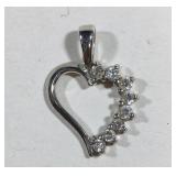 Sterling Silver Heart Shaped CZ Pendant 1 Grams