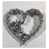 Sterling Silver Heart Shaped Pendant w/ CZ Stones