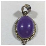 Sterling Silver Lavender Jade Pendant 2.2 Grams