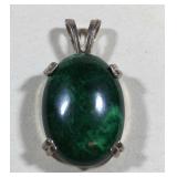 Sterling Silver Bright Green Agate Pendant 3.8