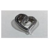 Sterling Silver Genuine Diamond Heart Shaped