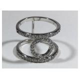 Unique Sterling Silver Wide Band w/ CZ Stones 3.9