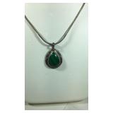 Sterling Silver Malachite Necklace 11.3 Grams