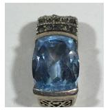 Sterling Silver Blue Topaz & Marc site Pendant
