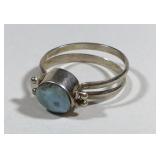 Larimar & Coral Reversible Sterling Silver Ring