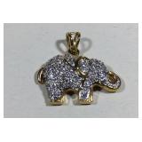 Gold Plated Sterling Silver CZ Elephant Pendant