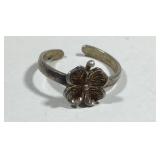 Sterling Silver Flower Toe Ring 1.3 Grams