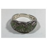 Sterling Silver Jade & Marc site Ring Size 7 4.5