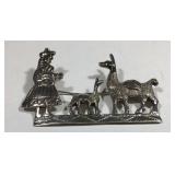 Sterling Silver Man & Two Llamas Pin/Brooch 5.4