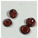 4 Loose Round Garnet Stones Approx 1.44 CTW
