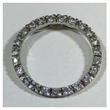 Sterling Silver Circle Pendant w/ CZ Stones 2.5