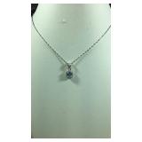 Blue Topaz Sterling Silver Necklace w/ a Genuine