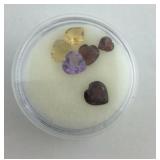 Mixed gemstones heart shapes