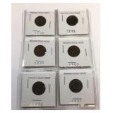 Six Indian head penny