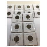 14 Jefferson nickels 1940s and 1950s dates