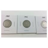 Three Liberty V-Nickels, 1900, 1906, 1908