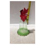 Bird bell Cardinals with poinsettia, new in box