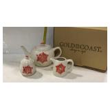 Gold Coast Three piece ceramic tea set, new in