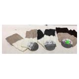 Three sets of knitted two tone boot cuffs