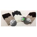 Three sets of knitted two tone boot cuffs