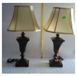 Pair of table lamps, matched set with bronze