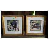 Two framed prints of flowers in gilded style