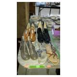 Seven pairs of used ladies shoes high heels to
