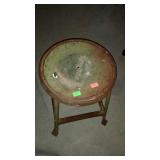 Early industrial metal stool seat, 14" dia. seat