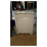 White clothes hamper, wood construction with