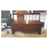 Pine toy box bench seat with the spindle back