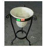 Wrought iron Plant stand with pottery insert 17x9