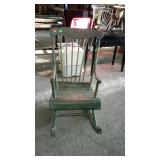 Primitive Rocking chair, green painted with