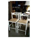 Pair of home counter stools, white framed with