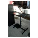 Bed food service tray on roller stand