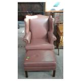 Ethan Allen vinyl wing back with matching