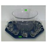 Princess House style crystal punch bowl with nine