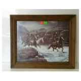 Native Americans picture in frame with rope trim,