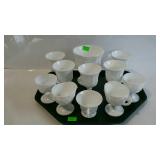 Milk glass group, 11 pieces total, includes 5