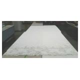 140" x 94" muslin sheet with cutwork on one end.