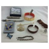 Jewelry, bracelets, pins etc plus a 800 silver