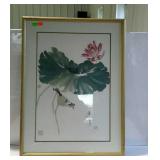 Framed and double matted Asian floral picture, 25