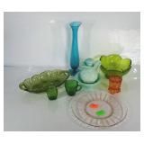 Glassware group to include Avon cruet and bowl