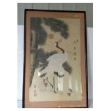 Print - Asian bird scene, framed - 24 x 27