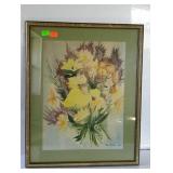 Floral watercolor by Carole Birenbach- dated 1966,
