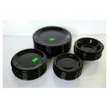 Stoneware - 30-pcs black & white speckled dinner