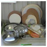 Cake baking & decorating lot - pans, cake circles,