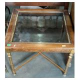 Glass top end stand, measures 28 by 28 by 20